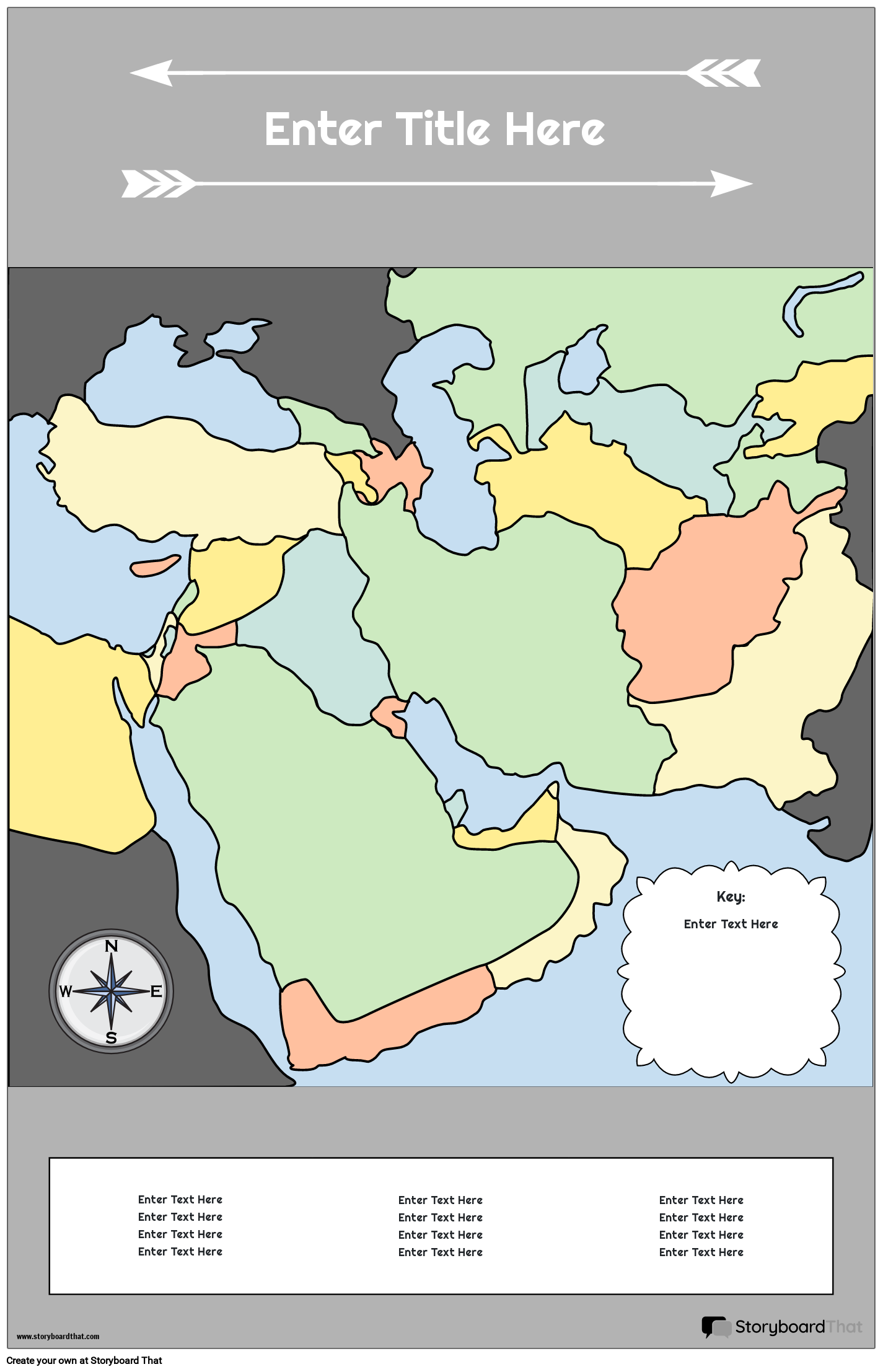 Mapa Plakát 29 Barevný Portrét Střední Východ