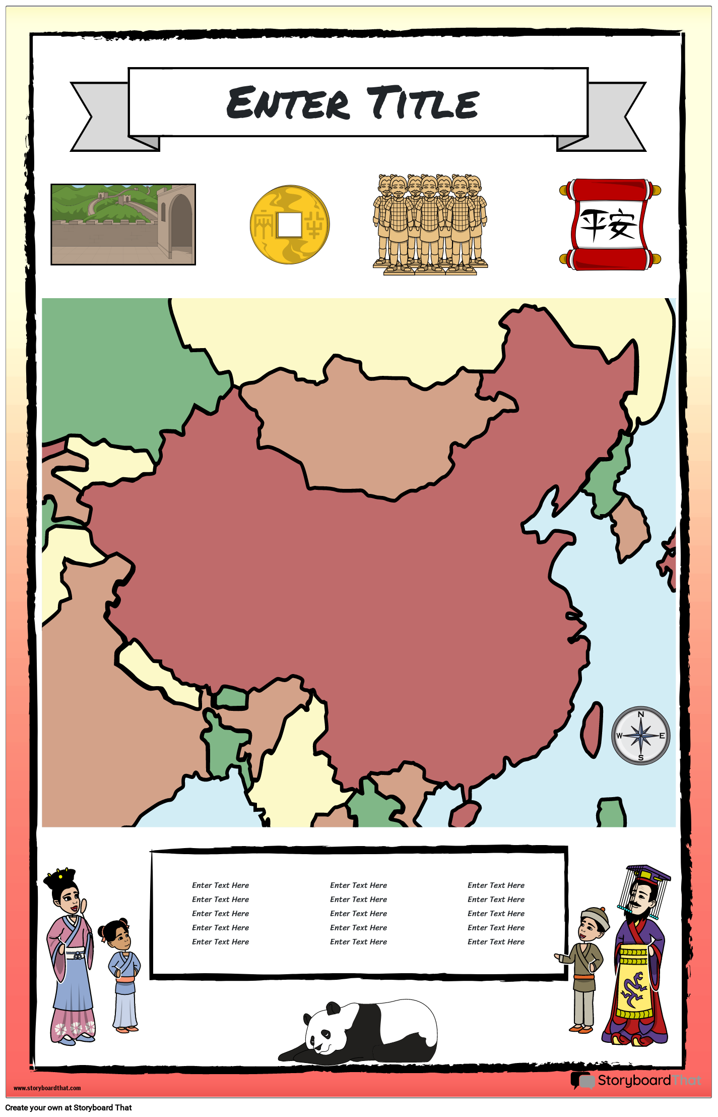 Mapový Plakát 28 Barevný Portrét Starověká Čína