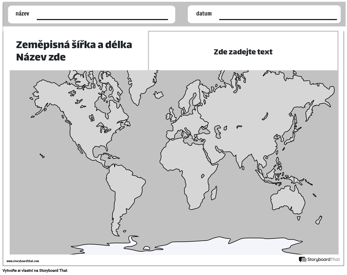 Nová šablona pro vytvoření stránky zeměpisné šířky a délky 1 (černobílá)