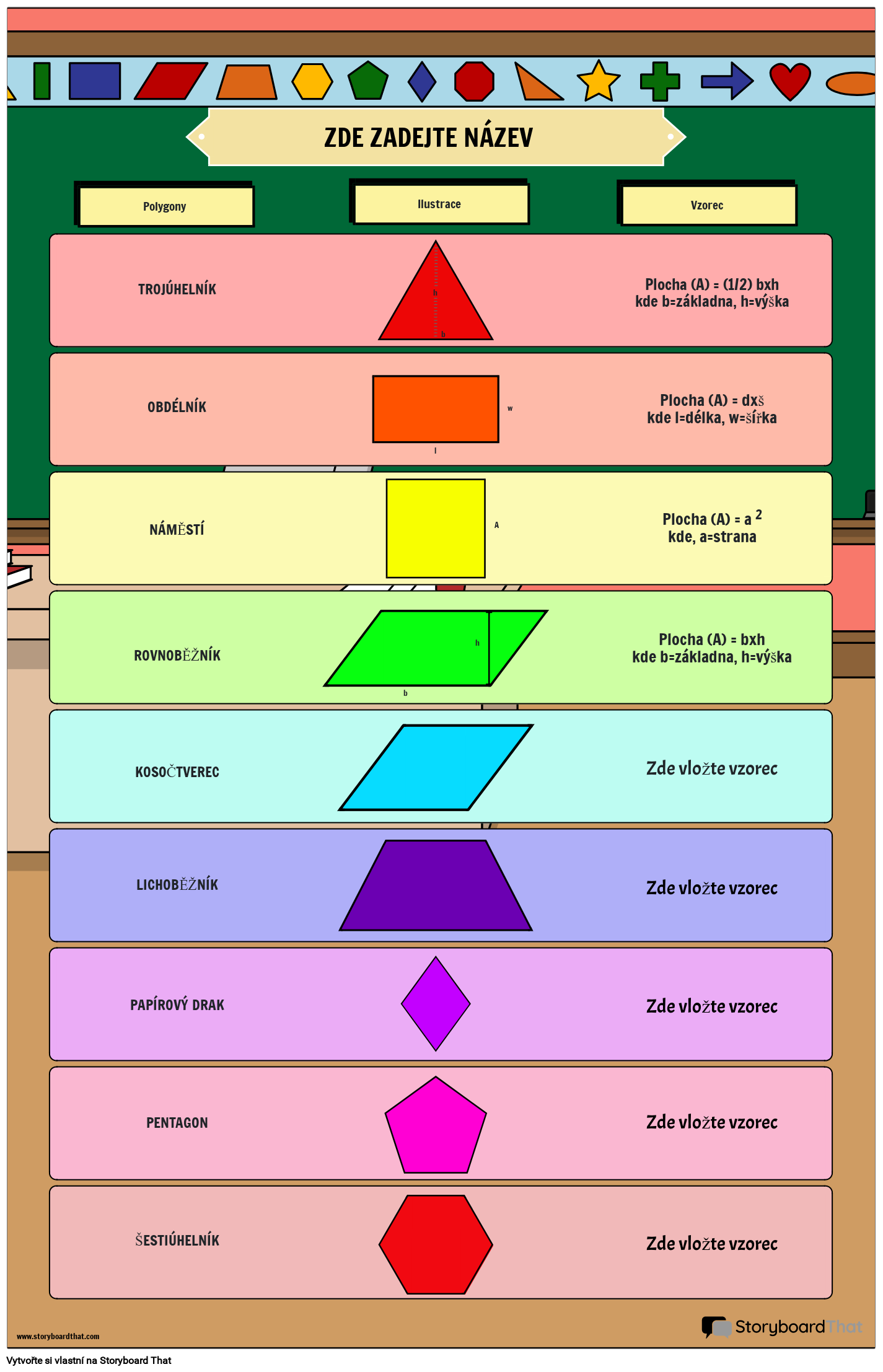 Plakát Vzorce Polygonové Oblasti se Školní Tématikou