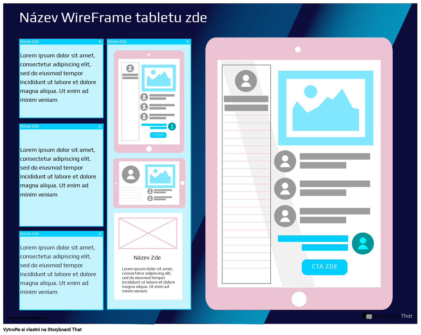 Šablona Firemního Tabletu WireFrame 1