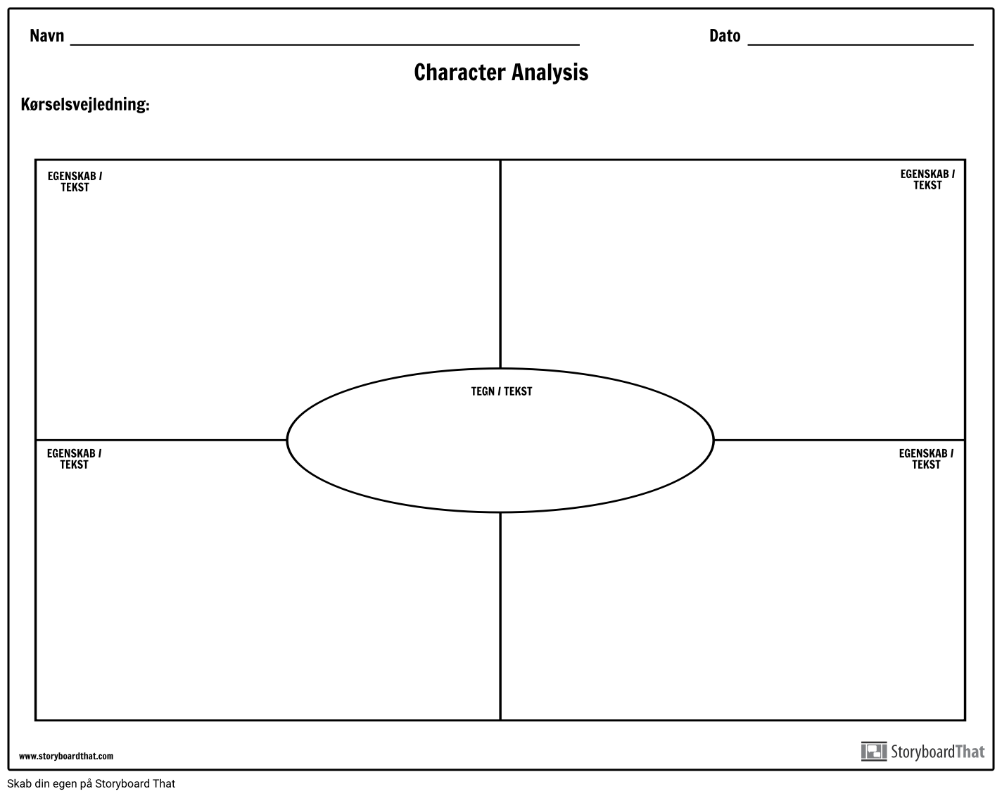 Character Analysis Template Landskab Storyboard