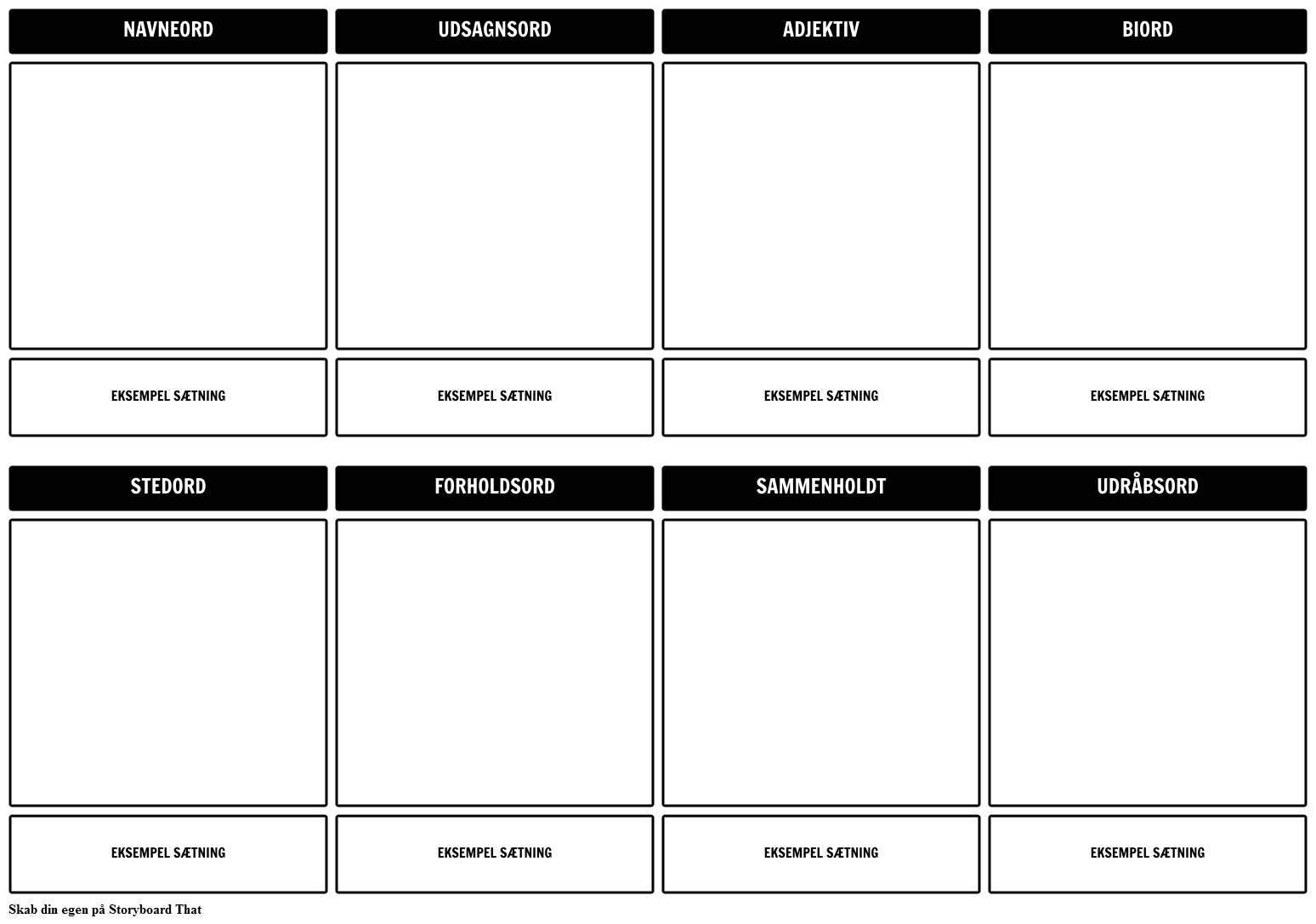 Dele af Speech Storyboard Skabelon