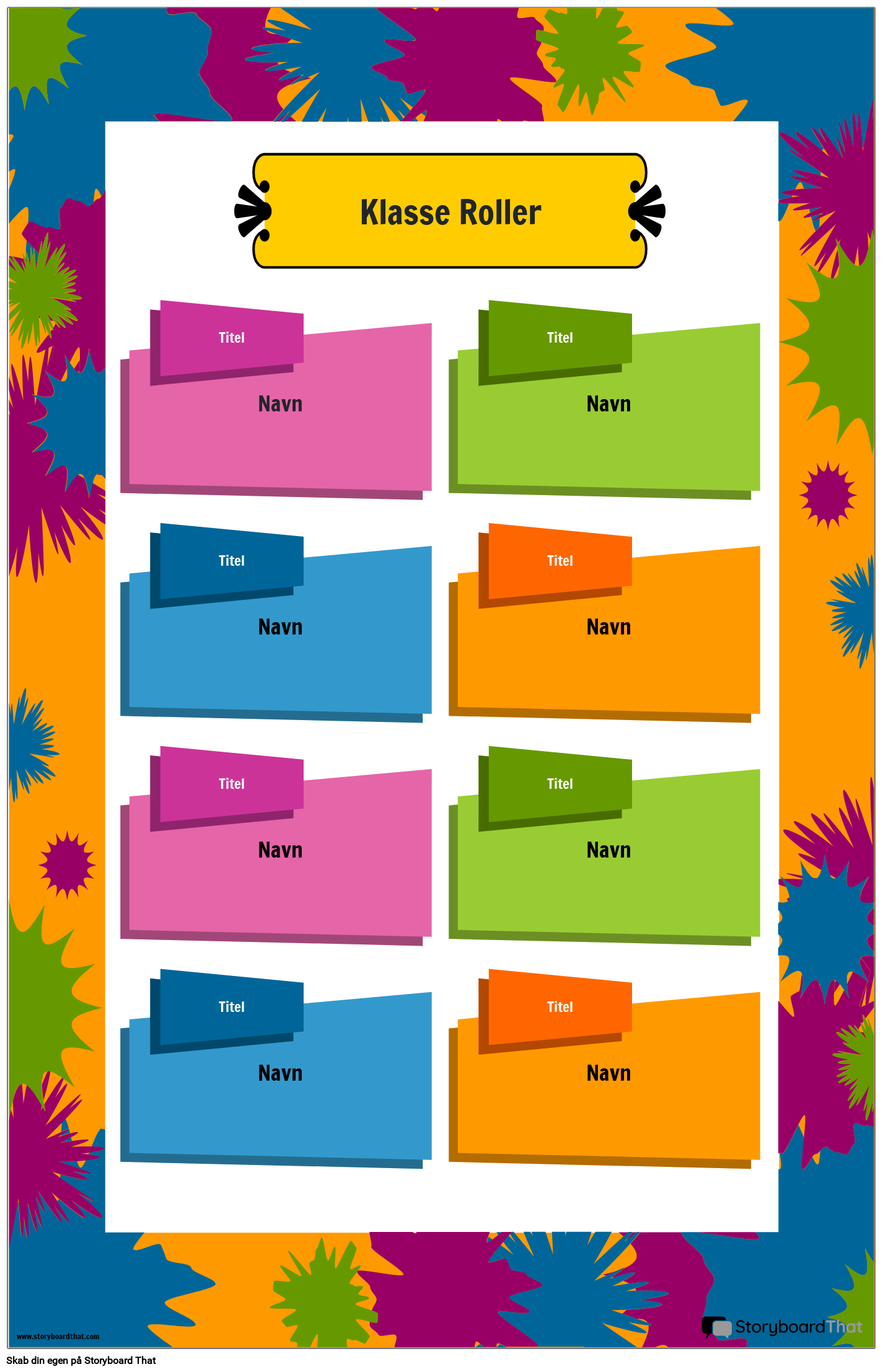 Farverige Klasseværelsesroller