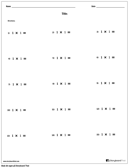 Multiplikation - Enkelt Nummer - Version 1