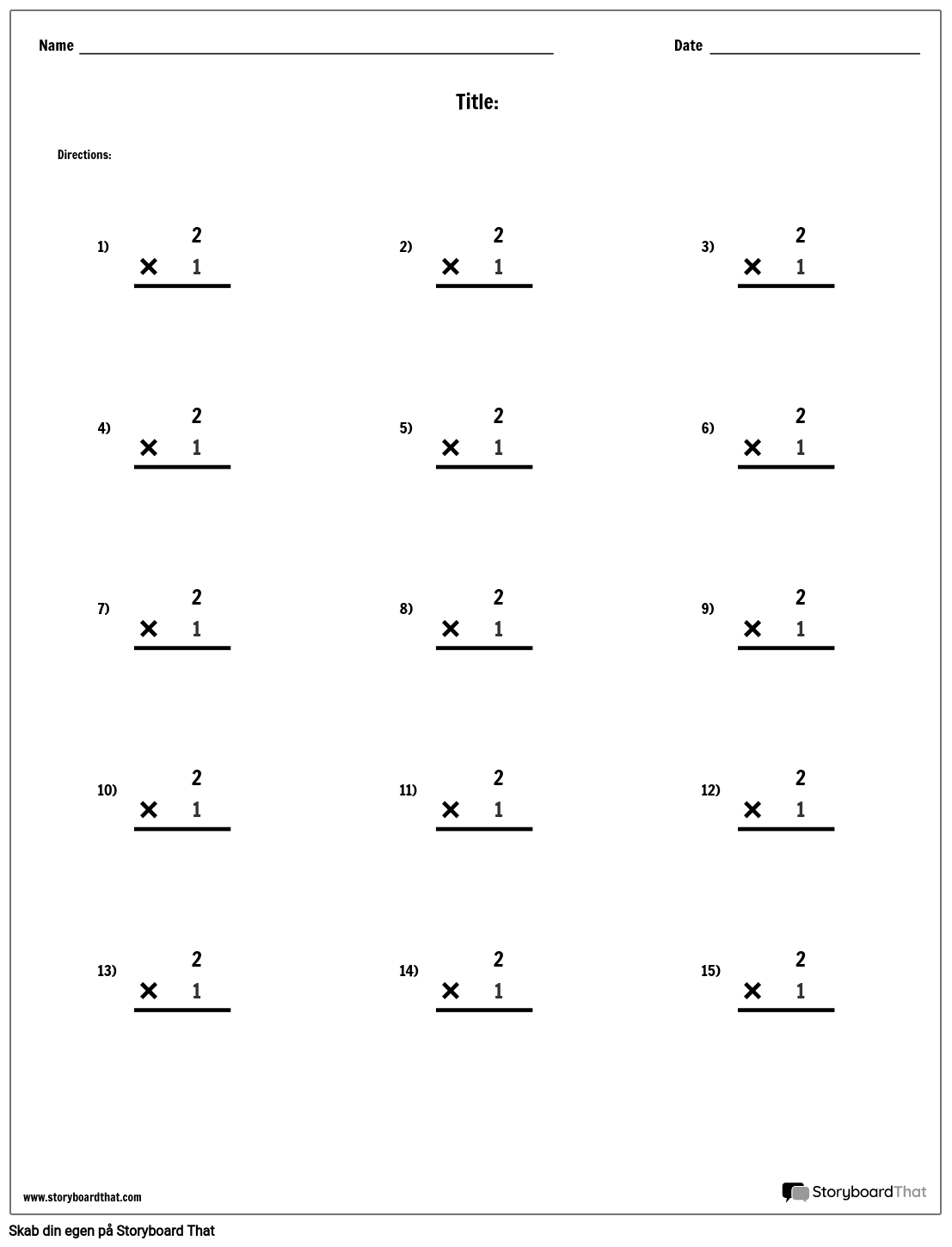 Multiplikation - Enkelt Nummer - Version 2