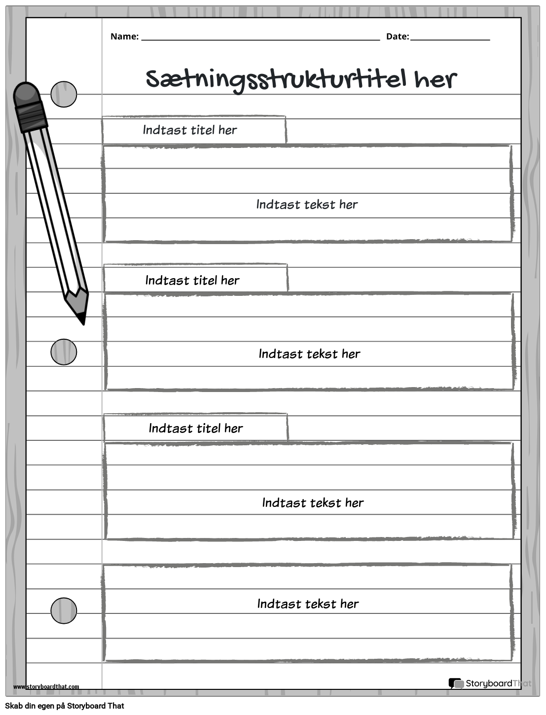 Ny skabelon til oprettelse af sidesætningsstruktur 2 (sort/hvid)
