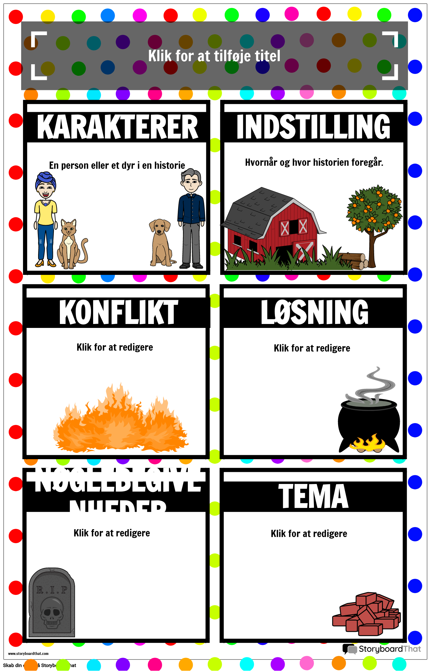 Plakat Elements of a Story med Polca-dot-tema