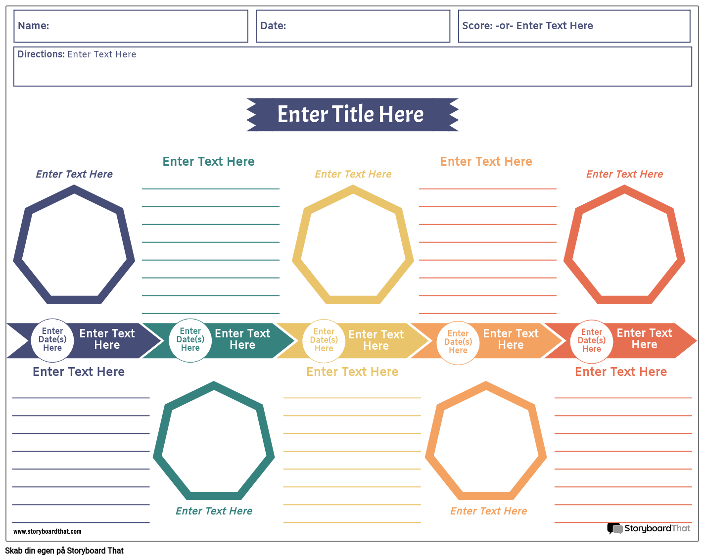 Samfundsfag Timeline Worksheet Hexagon