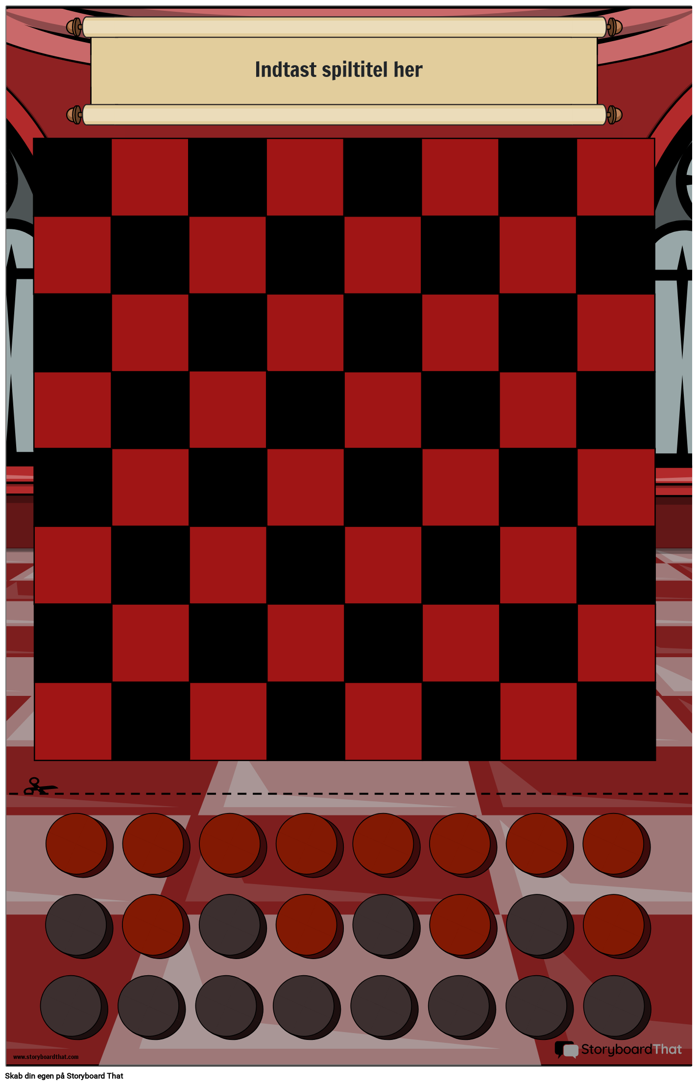 Sort og rød Skakbrætspil