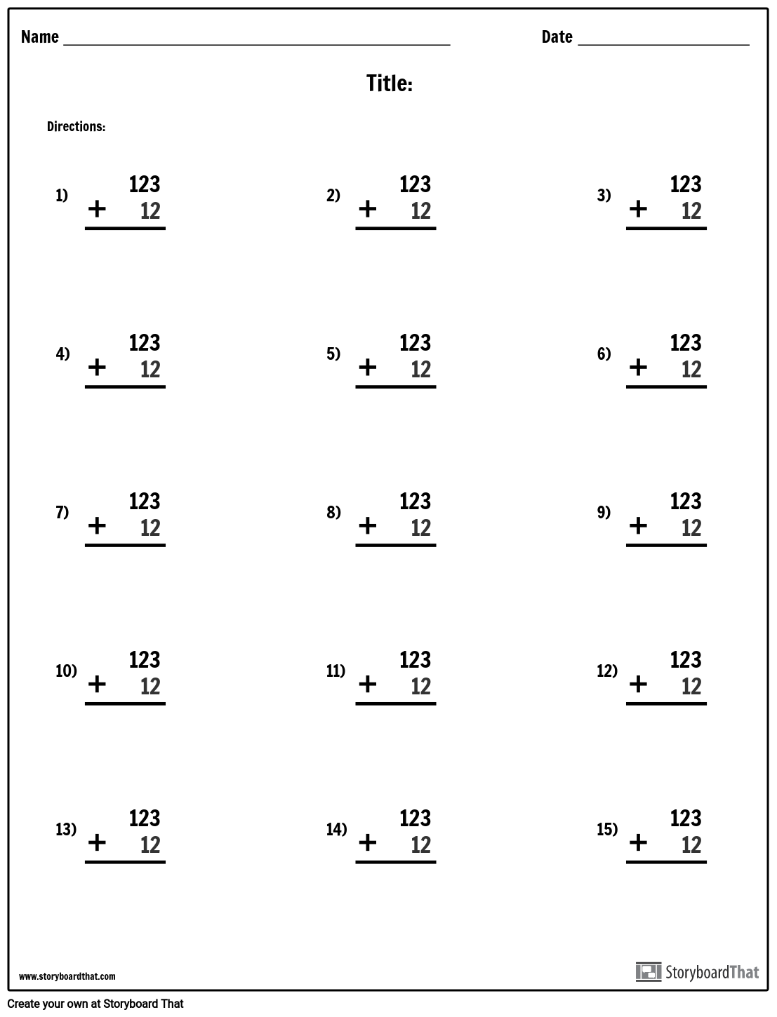 Addition - Platzwert