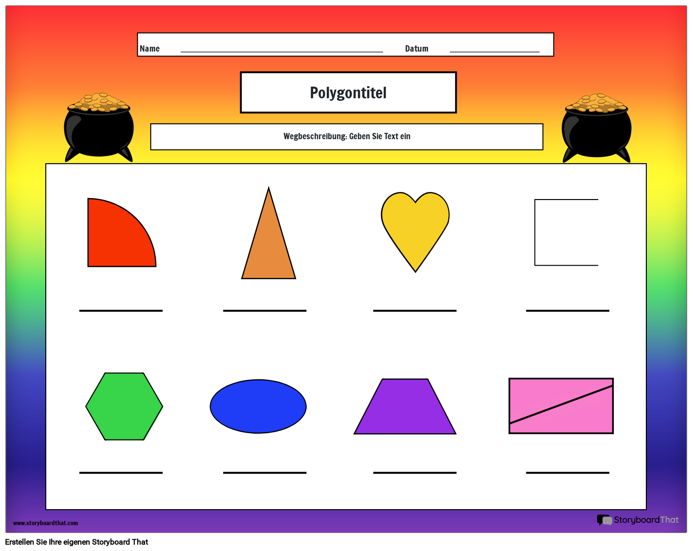 Arbeitsblatt zum Polygon-Regenbogenthema