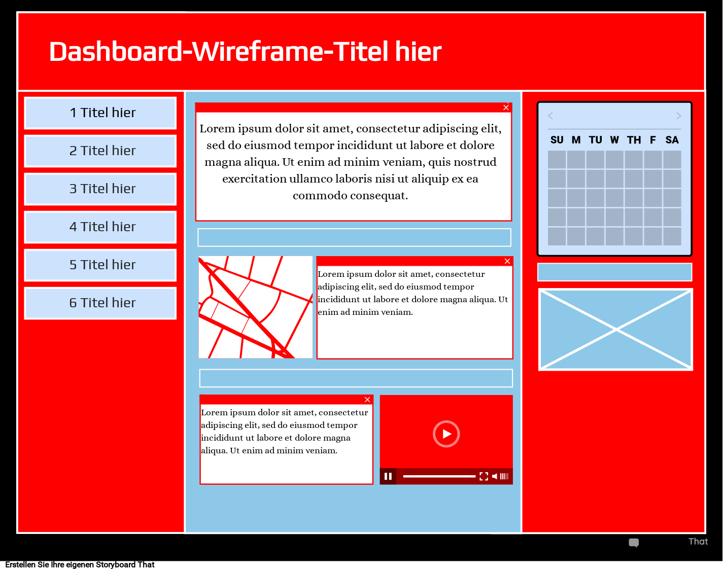 Corporate Dashboard Wireframe-Vorlage 3