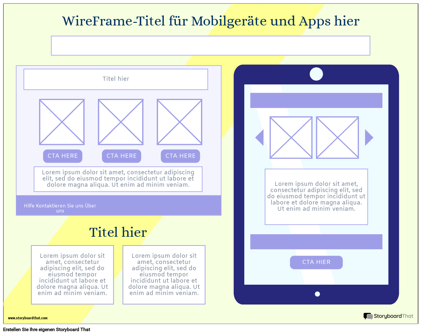 Corporate Tablet WireFrame-Vorlage 2