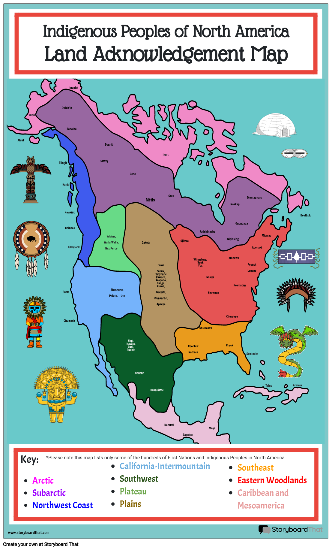 Indigene Völker Nordamerikas, Landanerkennungskarte