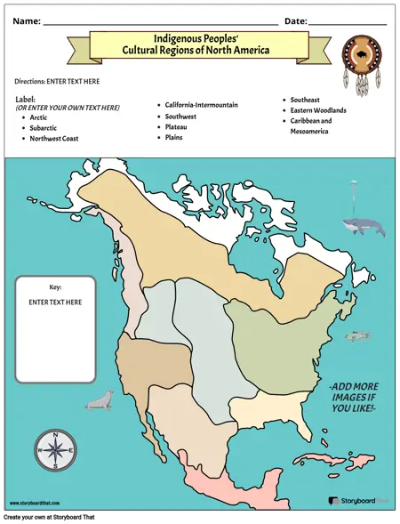 Karte der Kulturregionen der Amerikanischen Ureinwohner