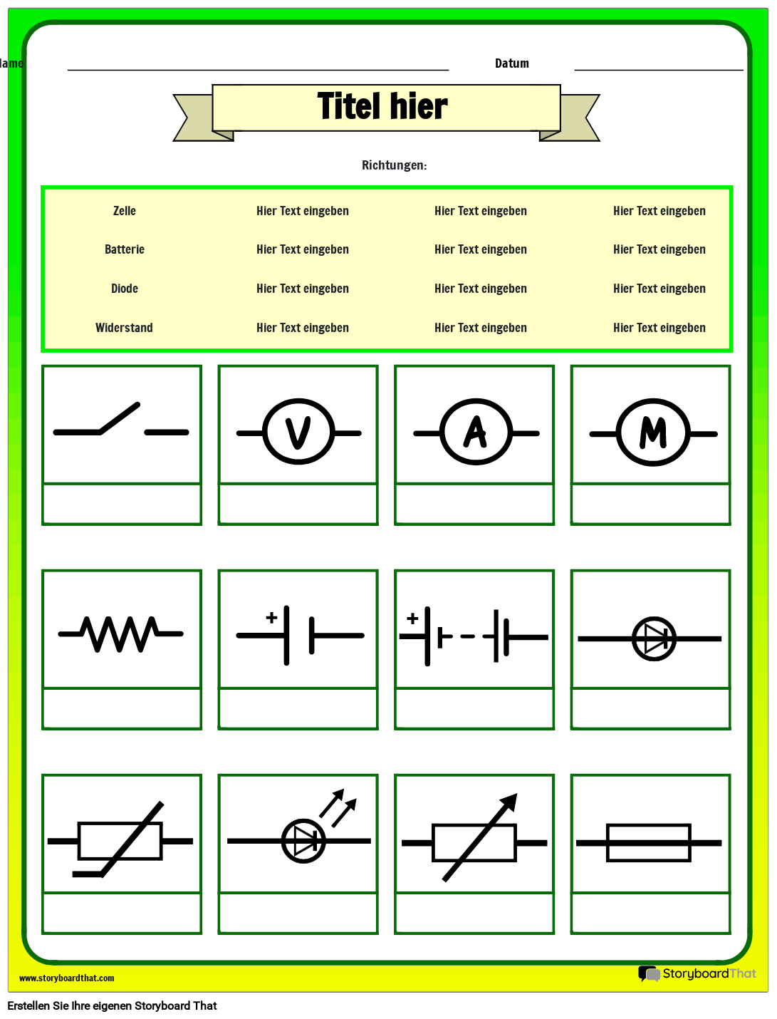 Kennzeichnung von Stromkreissymbolen