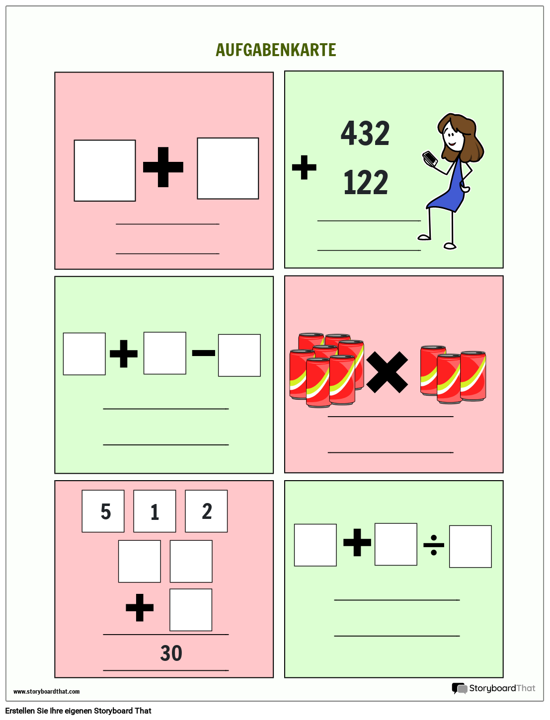 Mathe-Aufgabenkarte
