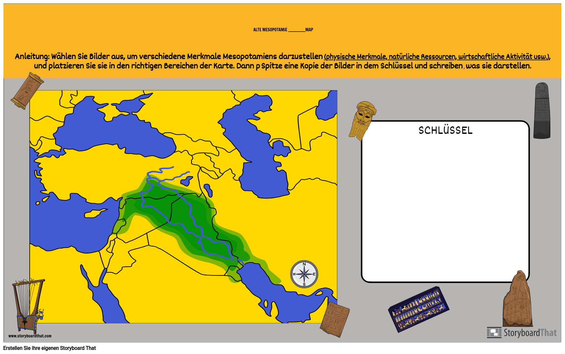 Mesopotamien Füllen Sie die Leere Karte aus