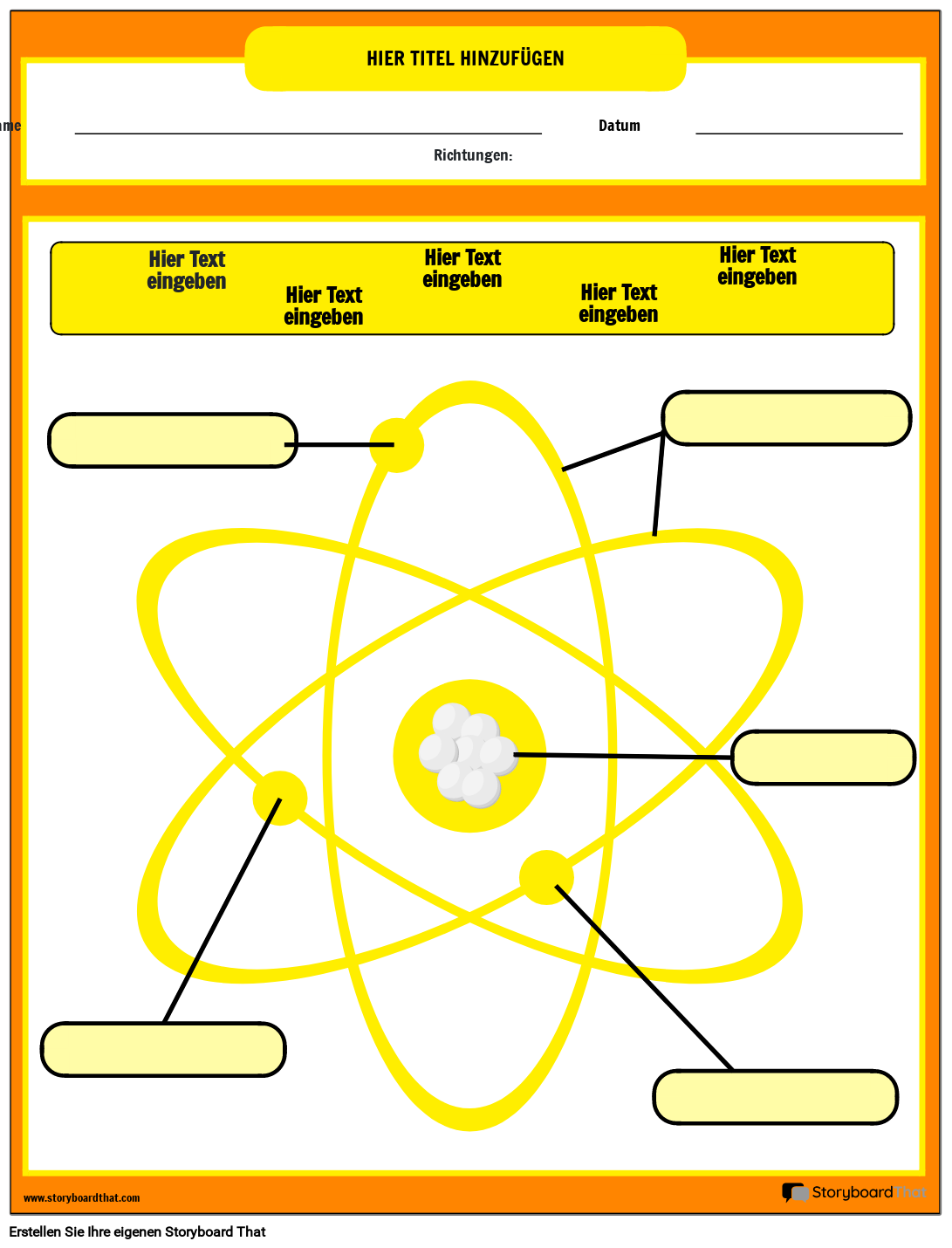 Modell des Atom-Arbeitsblatts