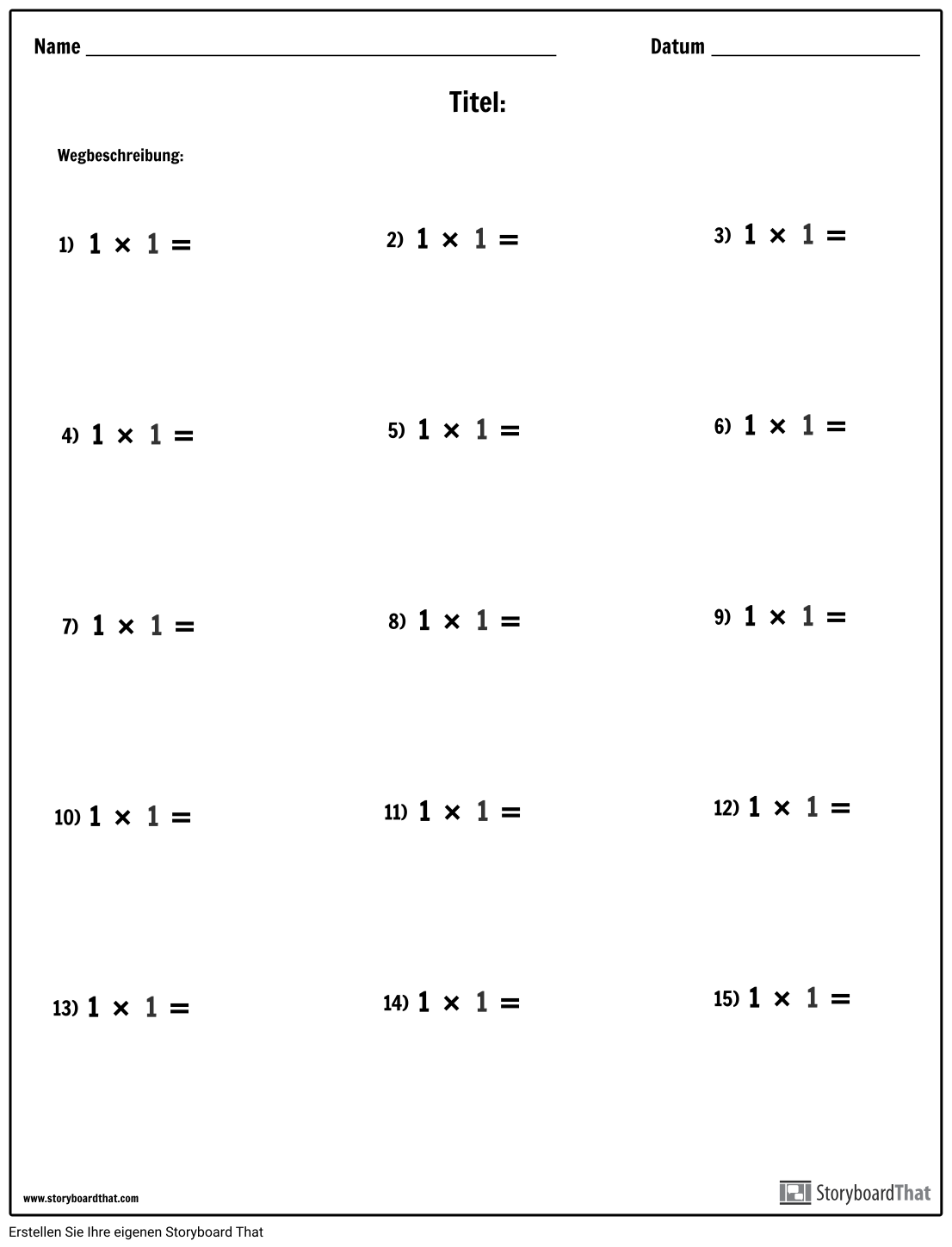 Multiplikation - Einzelzahl - Version 1