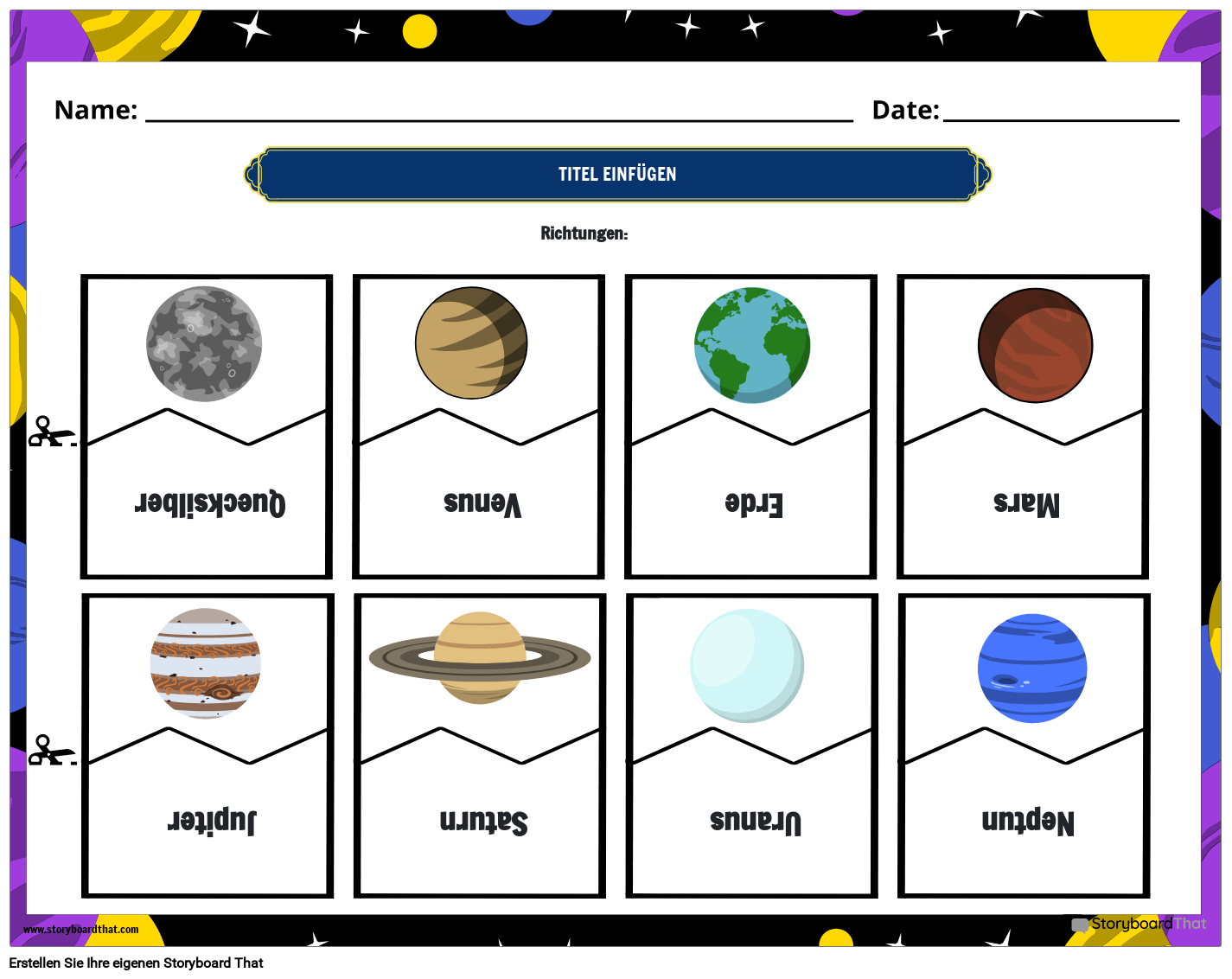 Planeten-Matching-Puzzle