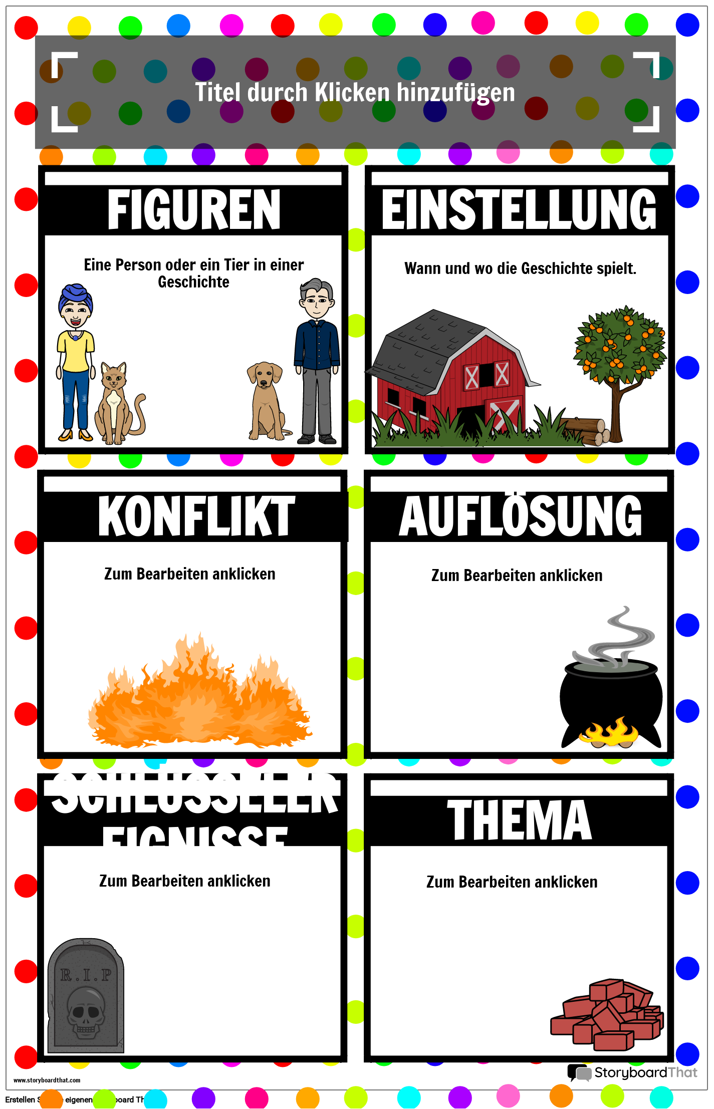 Poster „Elements of a Story“ mit Polca-Dot-Motiv