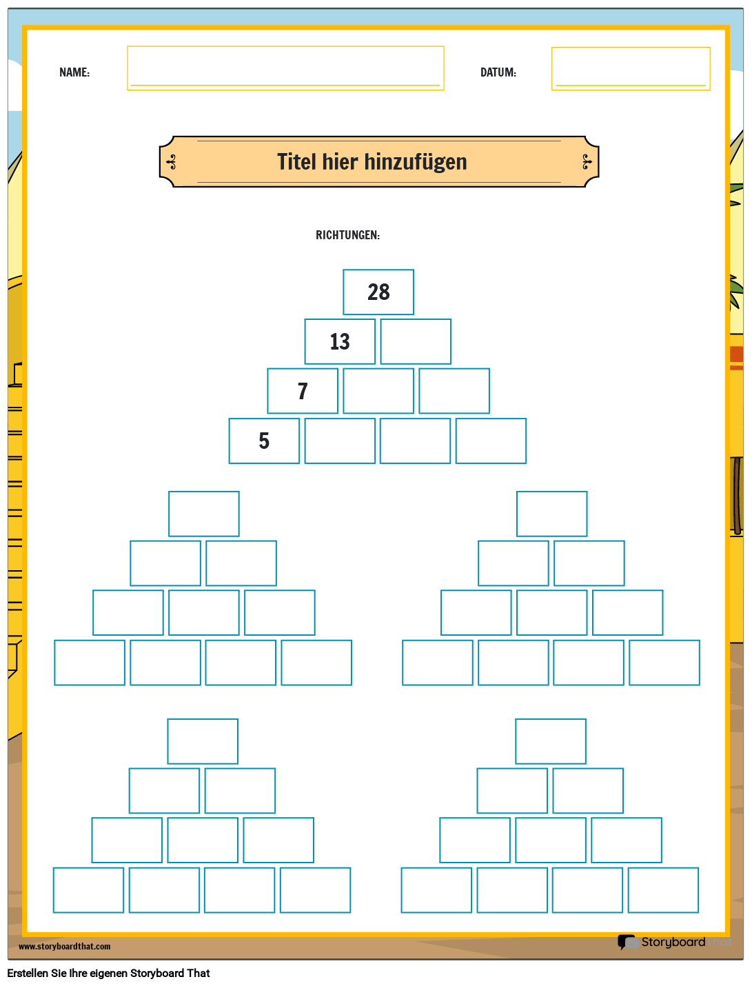 Subtraktionspyramide – Mathe-Puzzle