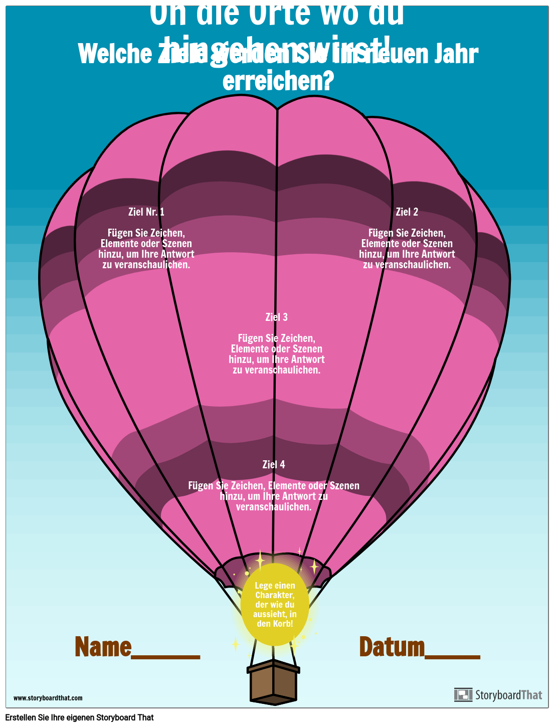 Vorlage, Heißluftballon Ziele