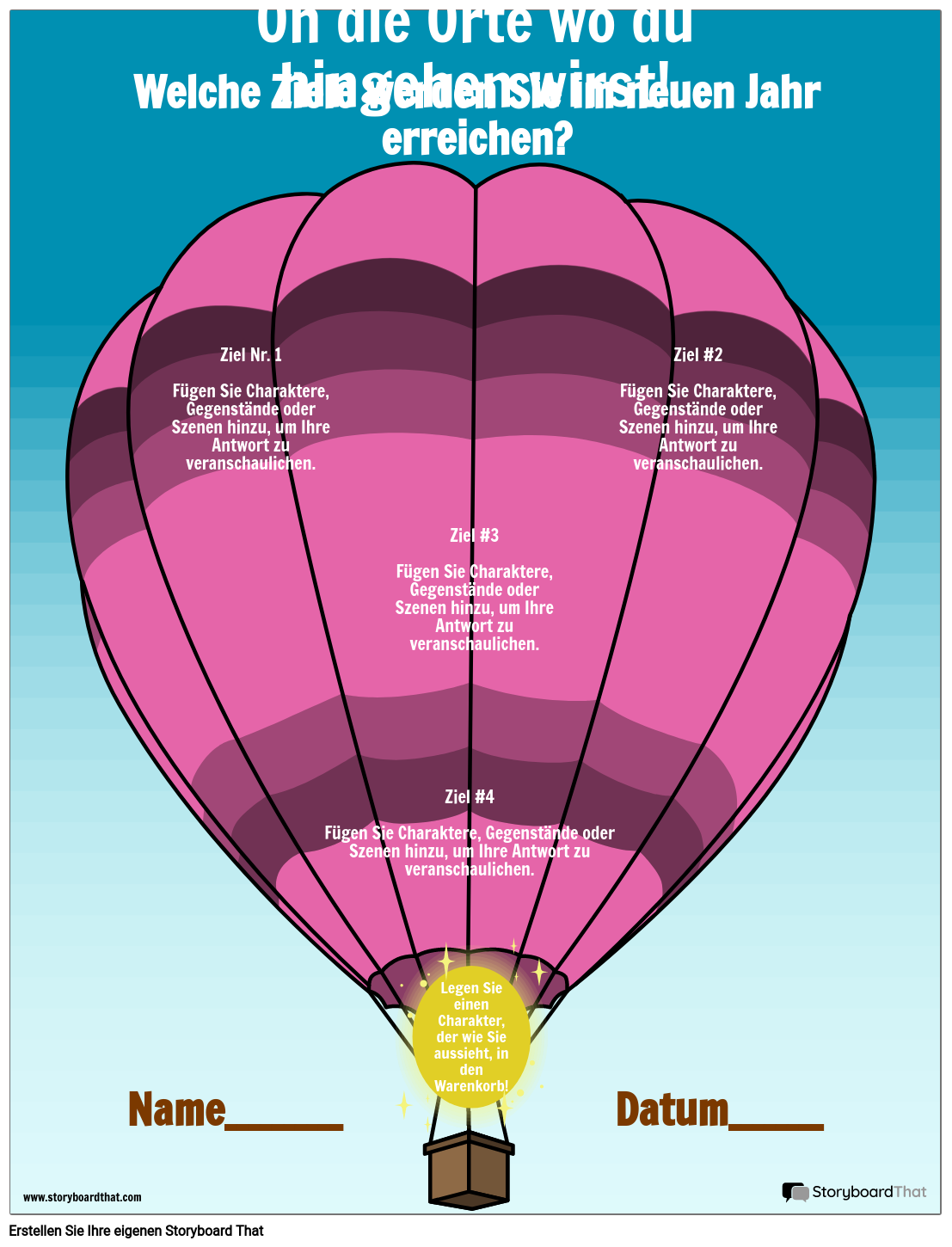 Vorlage, Heißluftballonziele