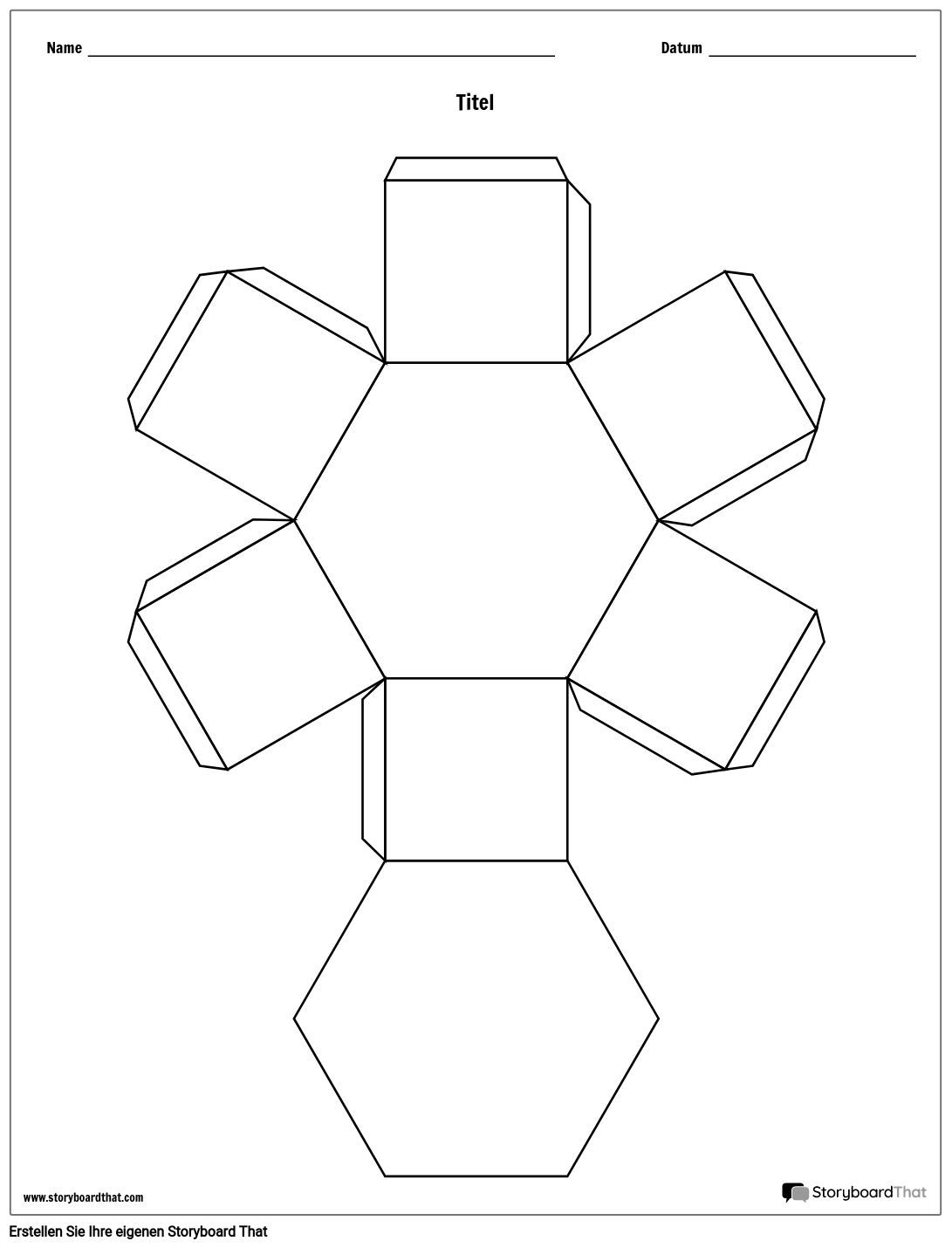 Vorlage für Hexagon Story Cube