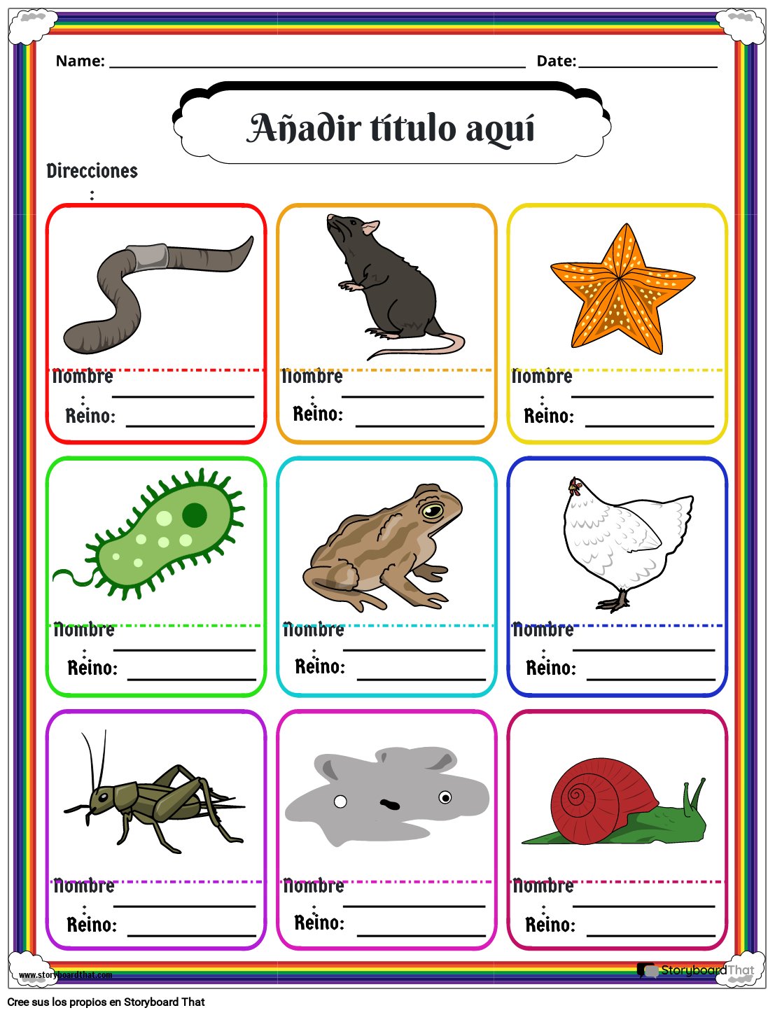 Clasificación de Animales y Microbios: Hoja de Trabajo de los Seis Reinos d