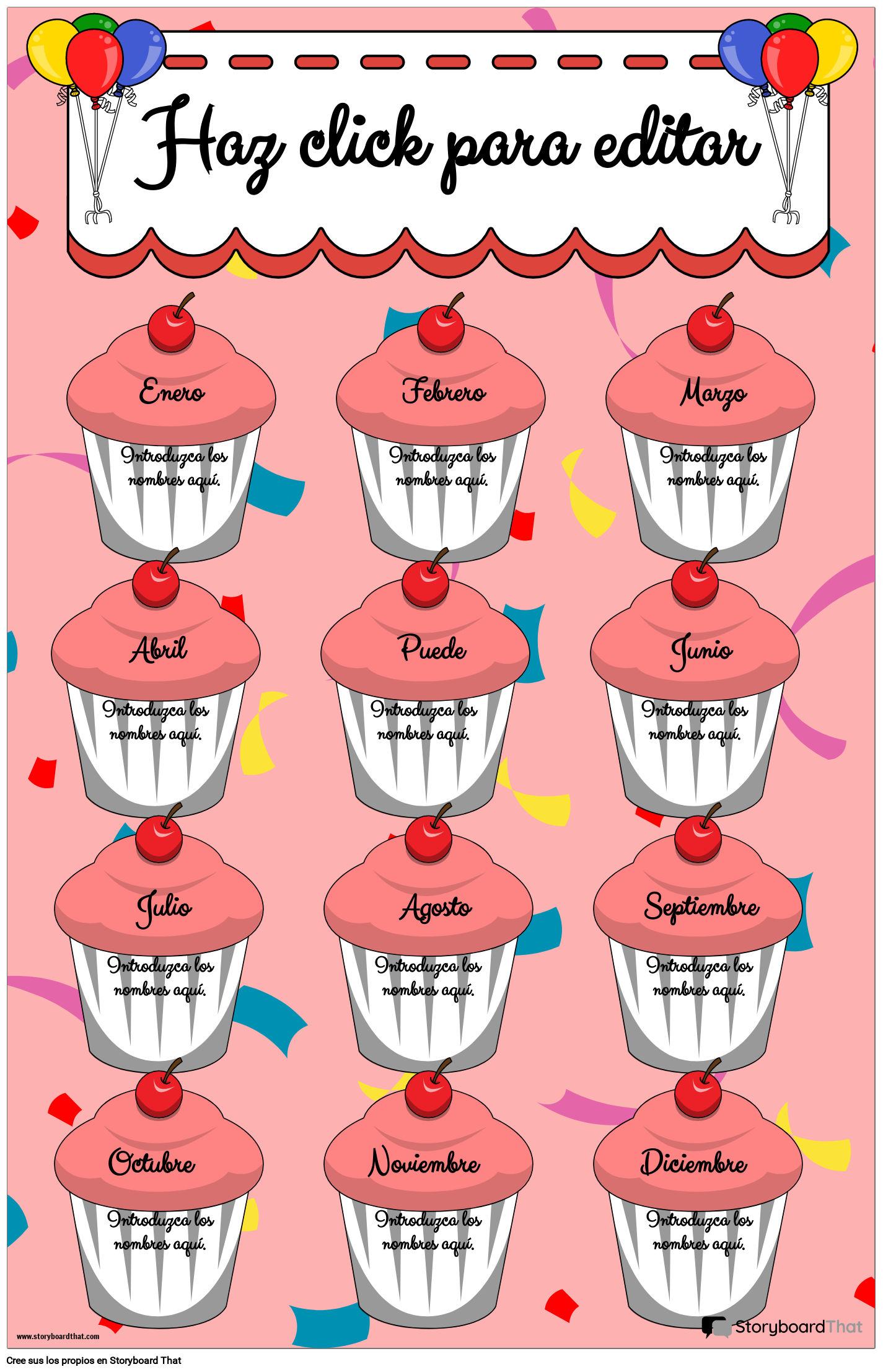 Cumpleaños con Temática de Cupcakes Póster