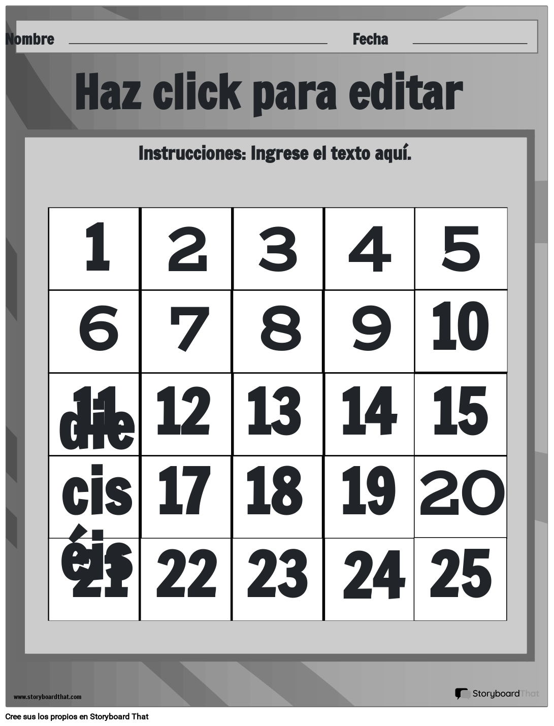 Ejemplo de una Tabla de Números Hoja de Trabajo de Números Pares e Impares 