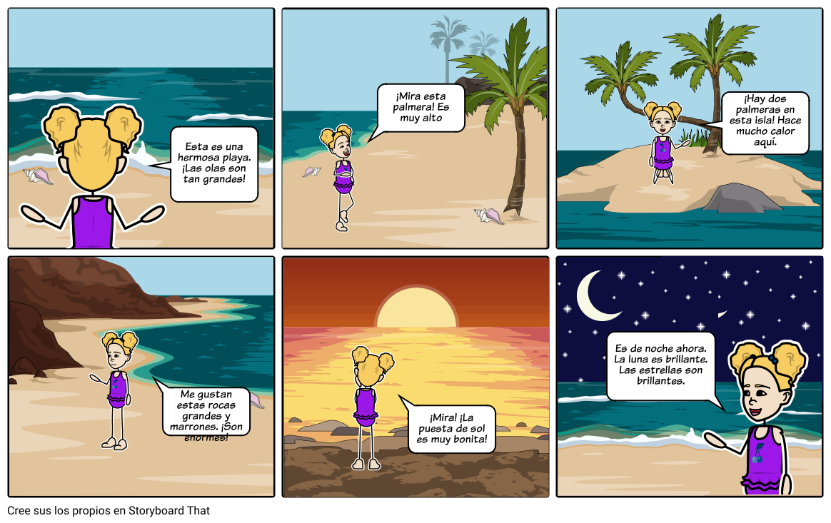 En la Playa: Adjetivos y Vocabulario