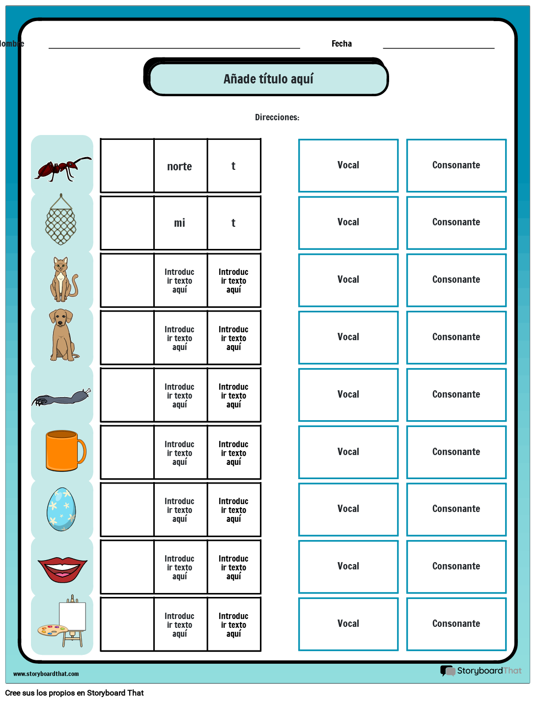 tabla imprimible de vocales