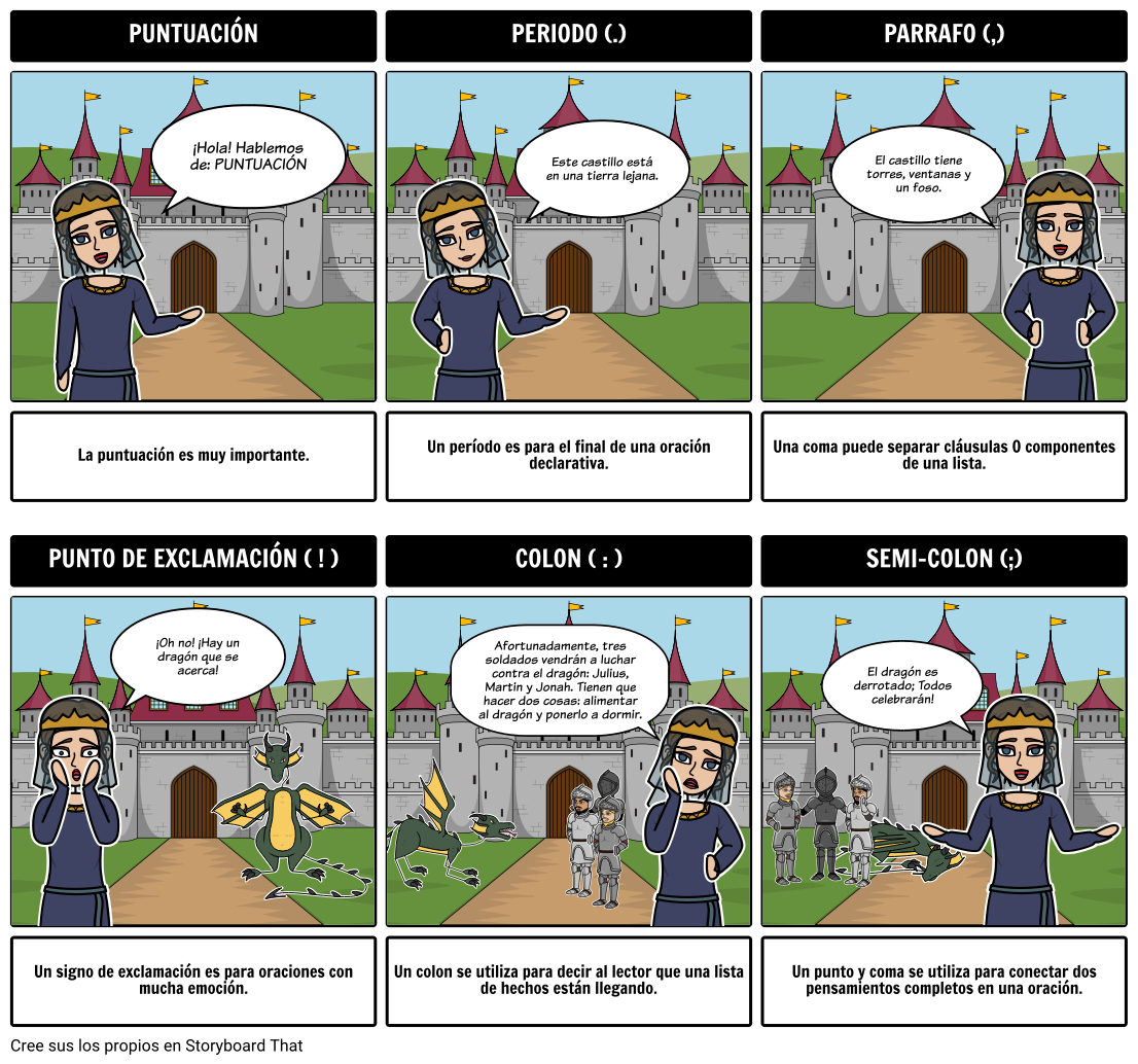 La enseñanza de Puntuacion con  StoryboardThat 