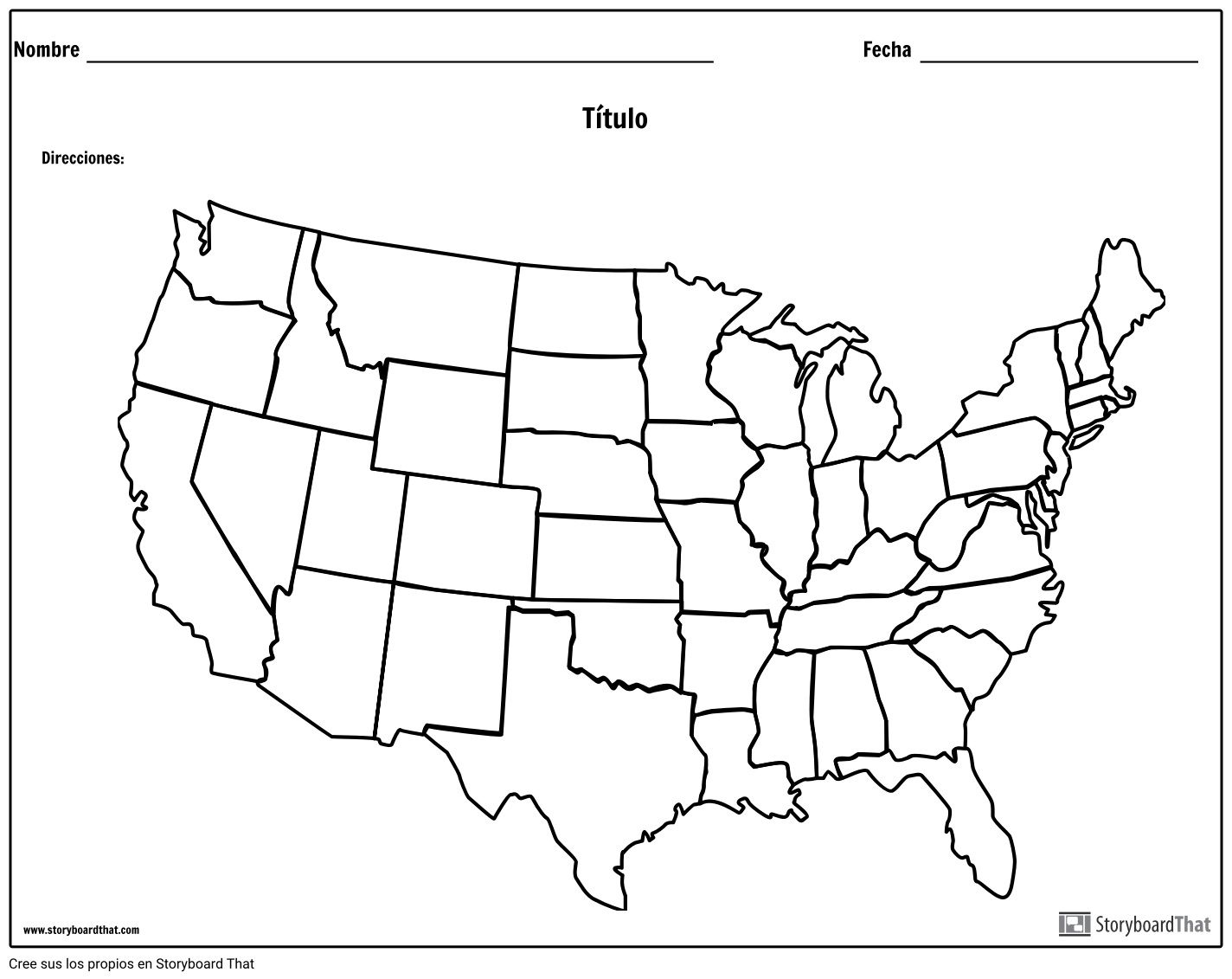 Mapa de Estados Unidos Storyboard by es-examples