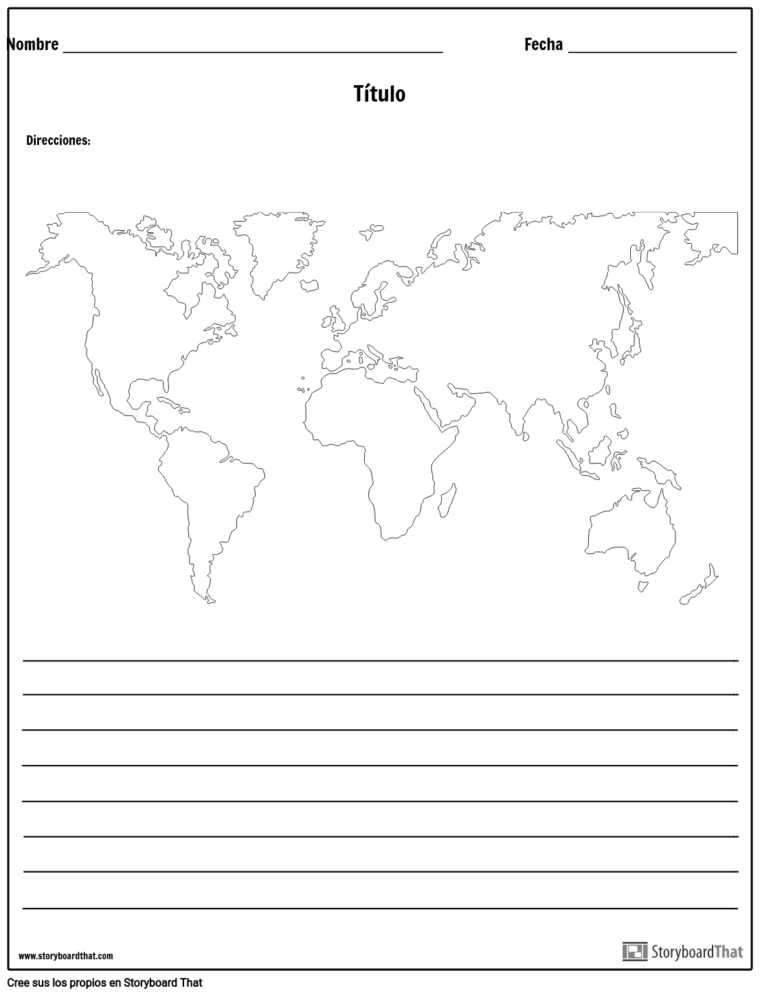 Mapa del Mundo - con Líneas