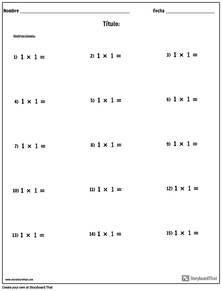 Multiplicación - Número Único - Versión 1