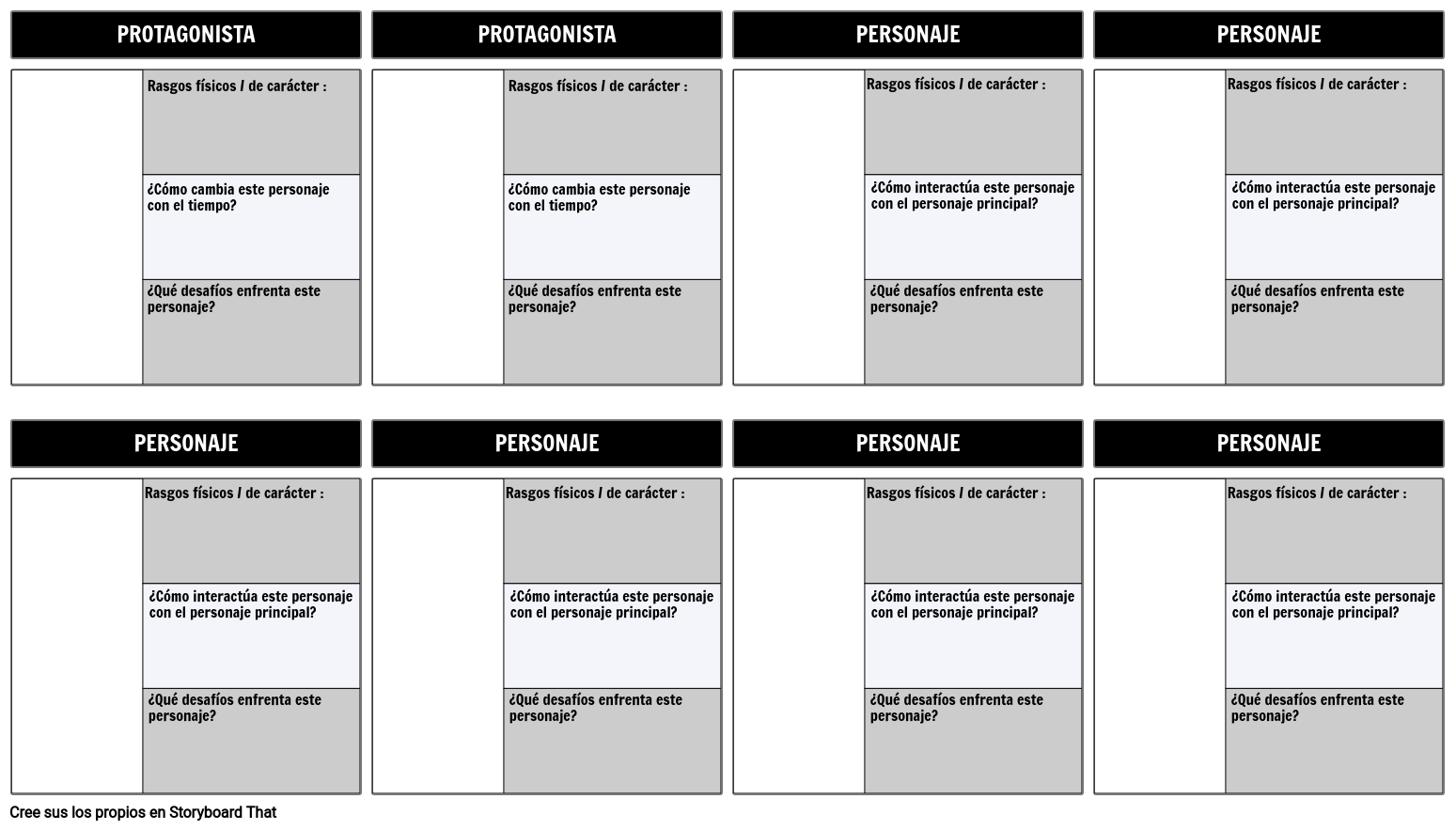 Plantilla De Mapa De Caracteres Medio Storyboard 3532