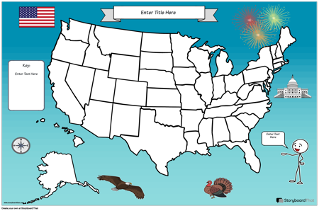 Póster Mapa 21 Color Paisaje-EE.UU.