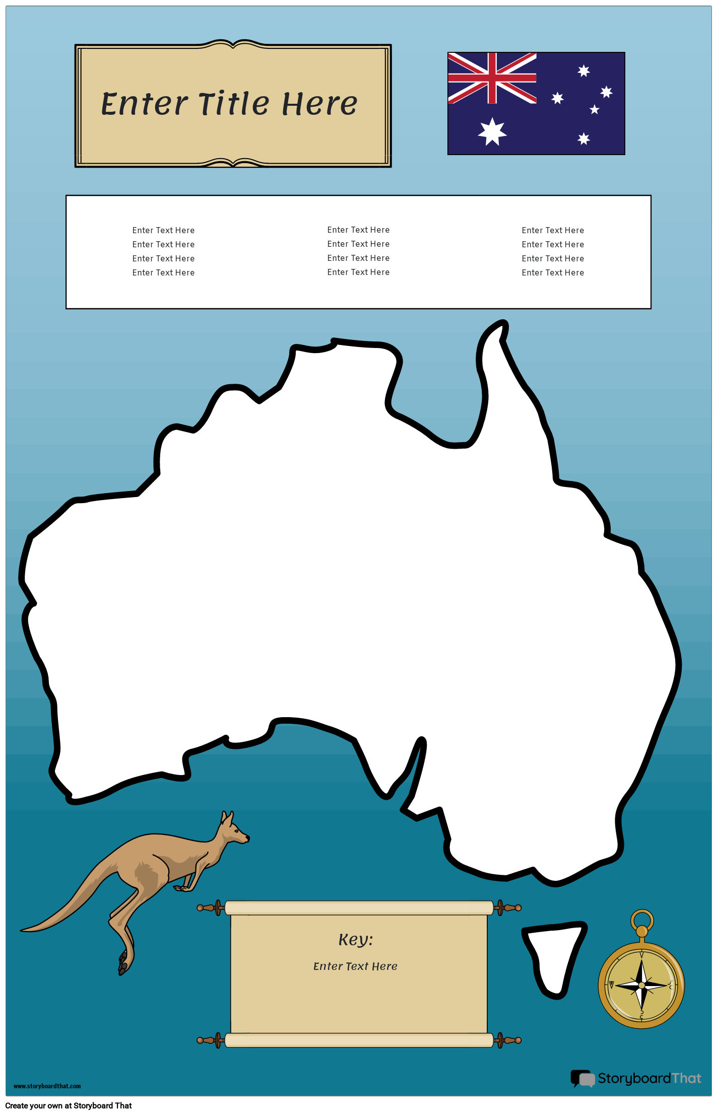 Póster Mapa 30 Color Retrato Australia