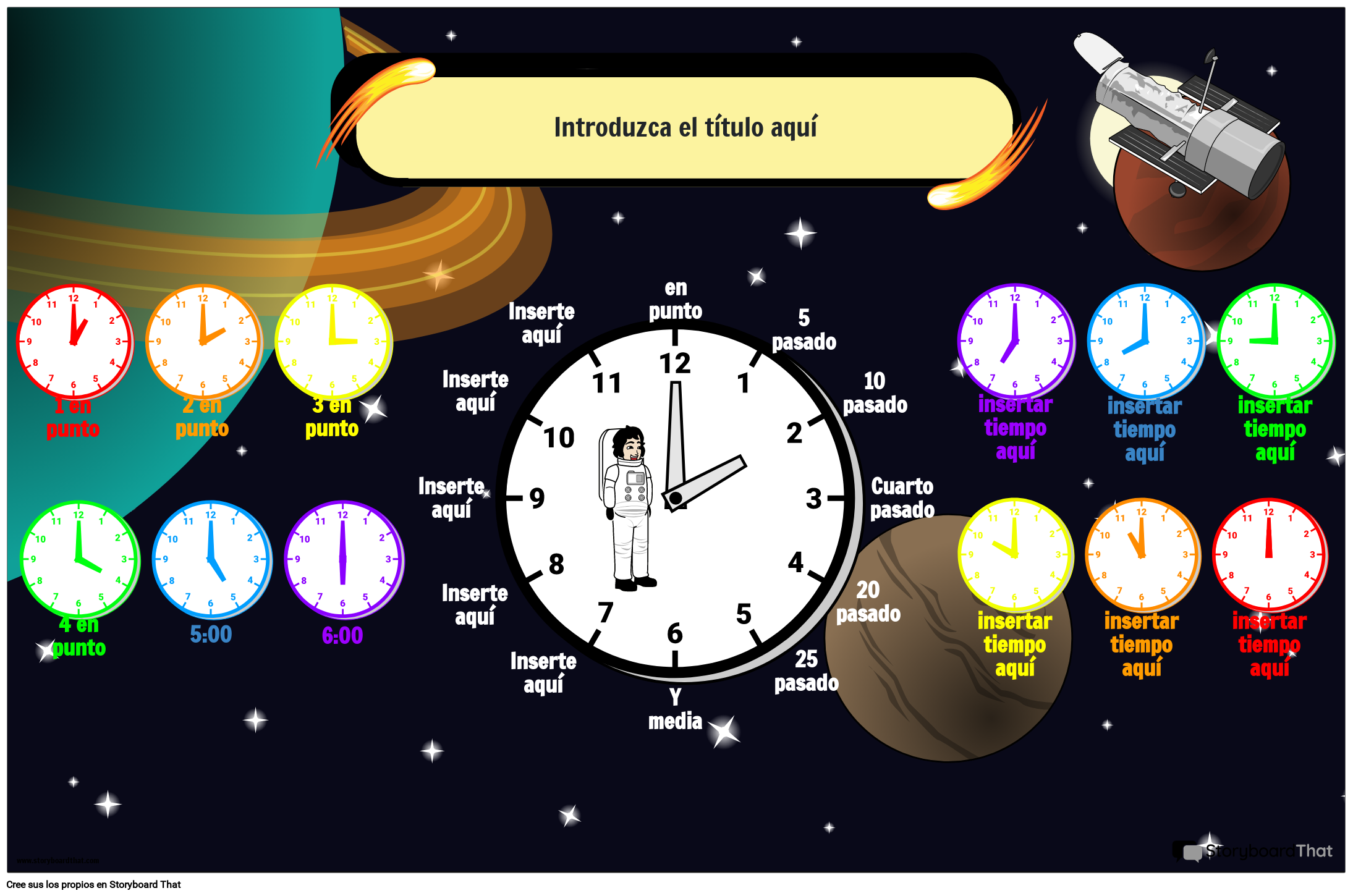 Reloj con Temática Espacial Póster