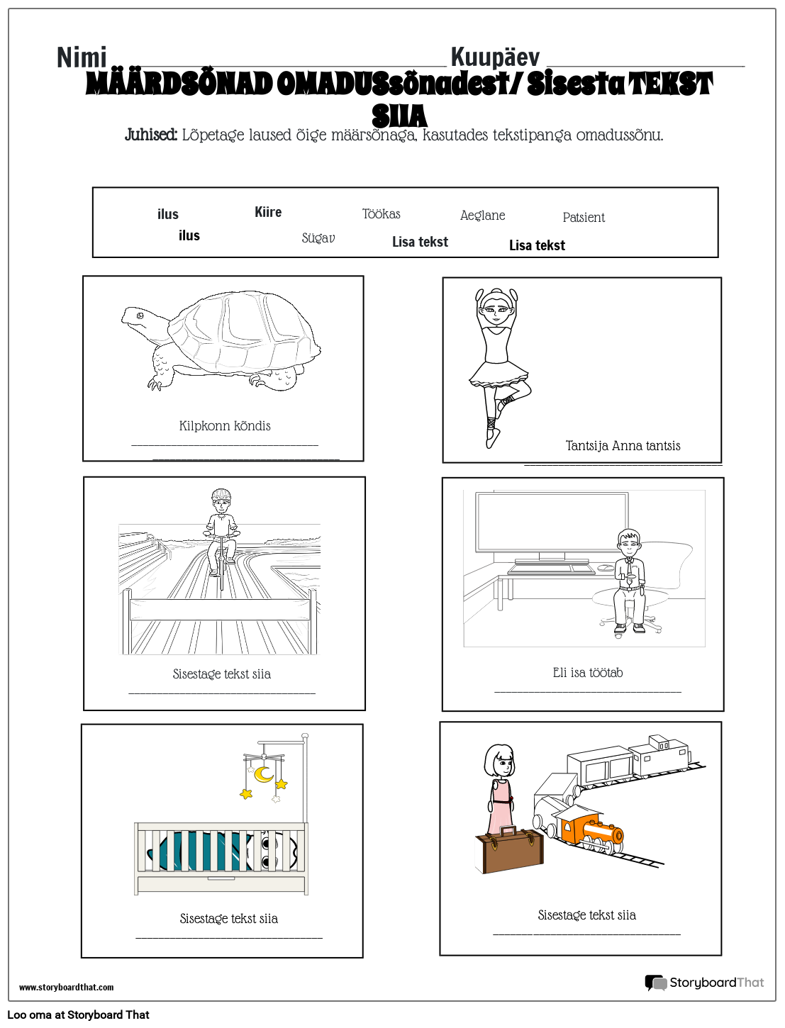 Adverbi T lehed Lastele Storyboard Por Et examples Adverbi T lehed Lastele Storyboard Por Et examples