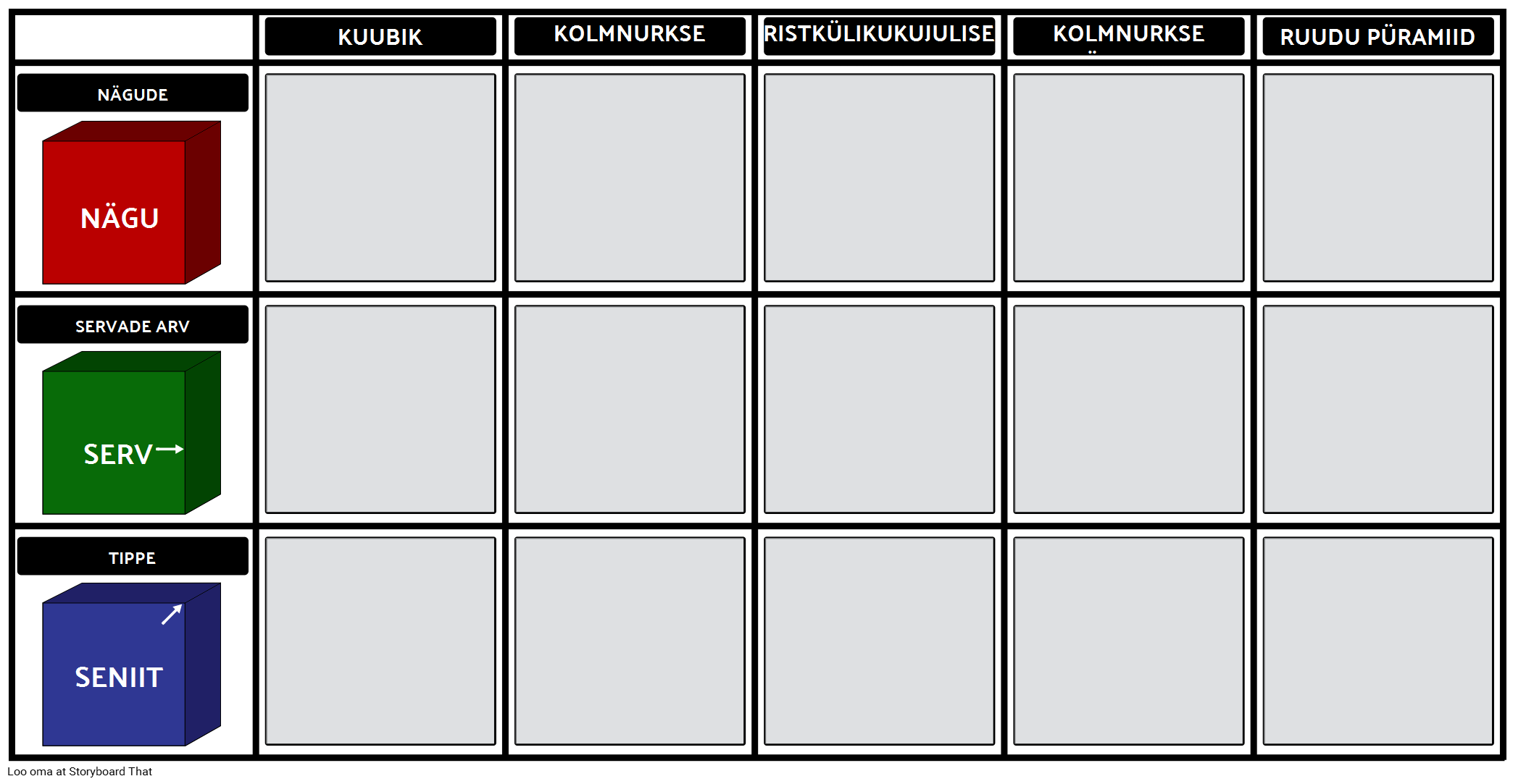 Geomeetriline Solids - Face, Edge ja Vertex Tööleht