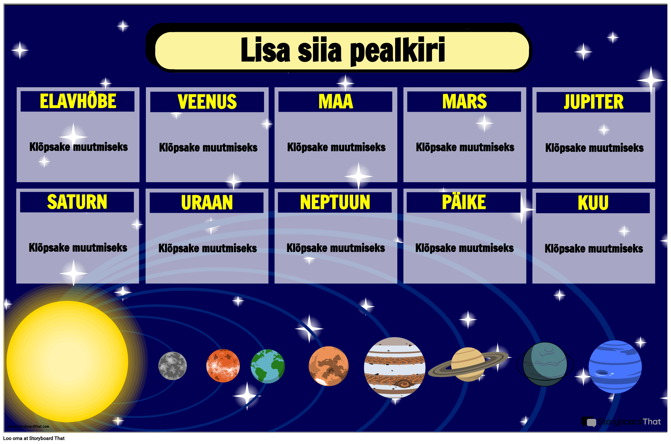 Hariduslik Päikesesüsteemi Plakat