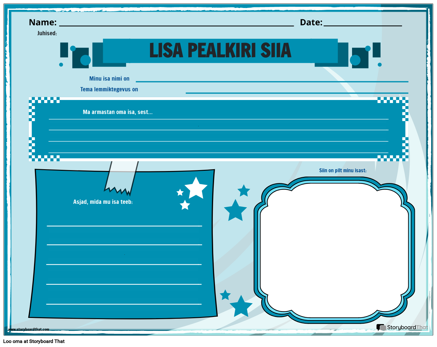 Isadepäeva Kirjutamistegevuste Tööleht