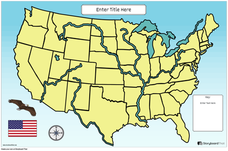 Kaardiplakat 22 Värviline Maastik USA Füüsiline