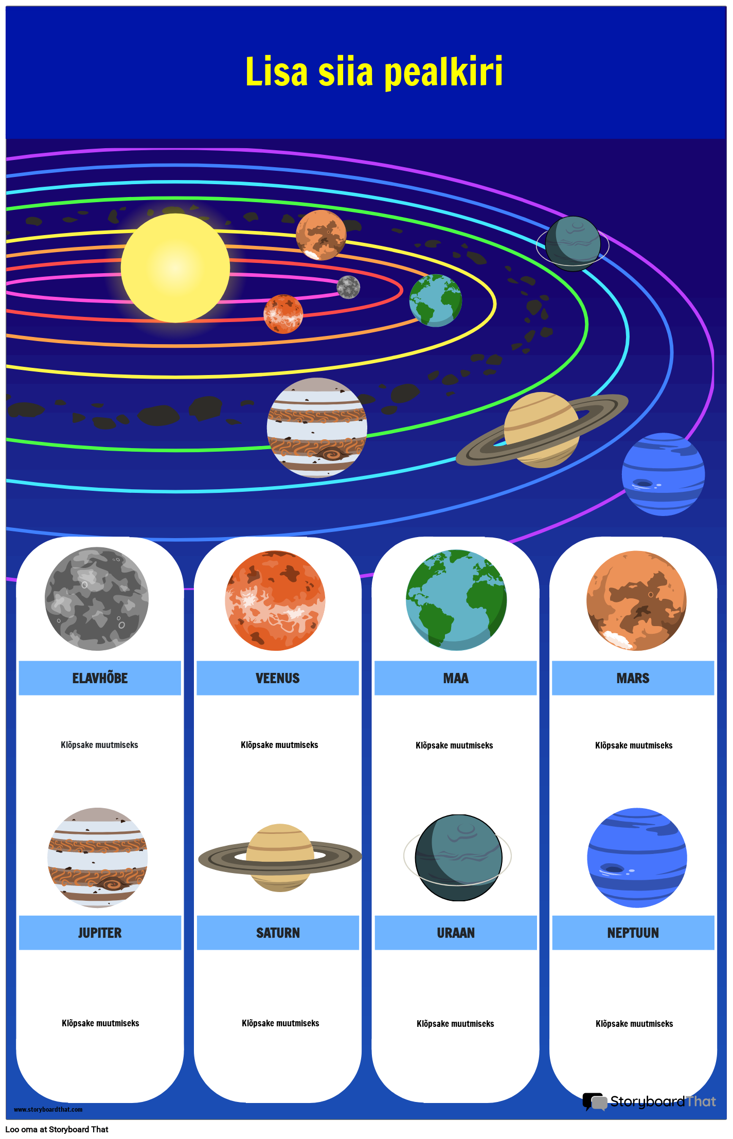 Päikesesüsteemi Klassiruumi Plakat